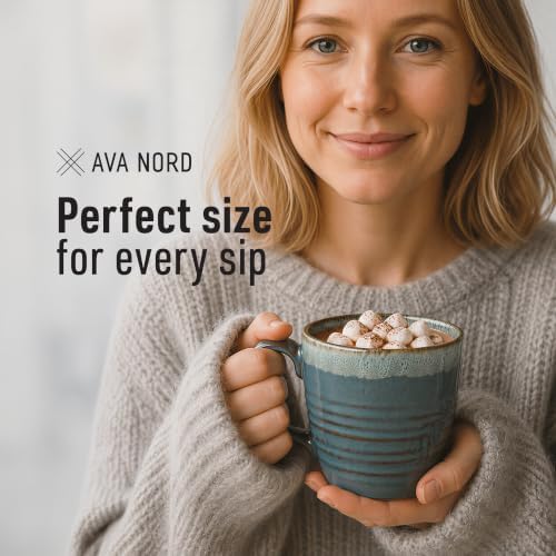 Ava Nord Reactive Glaze Stoneware Ceramic Coffee Mugs 4 Pack - 14oz