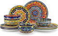 vancasso Plates and Bowls Sets,12-Piece Porcelain Dinnerware Set