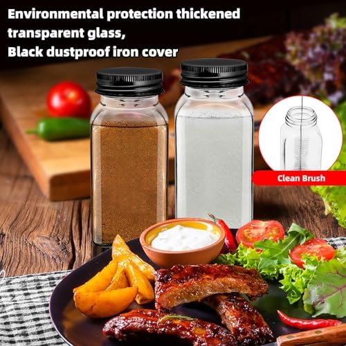 6Pcs 6oz Glass Spice Jars black iron Lids with Shaker Lids, Spice Jars