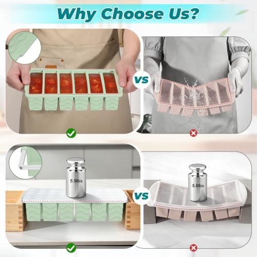 Silicone Freezer Molds for Food, 5-Pack with Steel Rim for Meal Prep