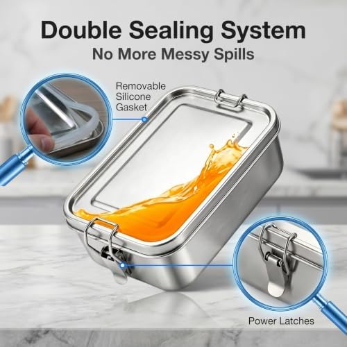 Stainless Steel Bento Box for Adult/Kids, 47oz Leak Proof Lunch Box