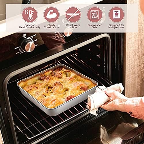 E-far 9 Inch Square Cake Pan with lid, 9x9 Baking Brownie Pans