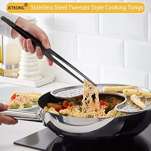 JETKONG 9 12 14 Inch Extra Long Kitchen Tweezers Heavy Duty Stainless