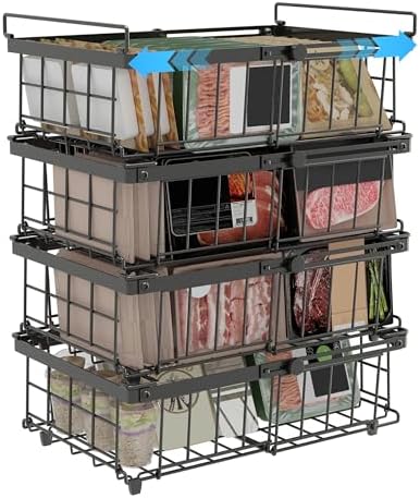 UMDONX 4-Pack Expandable Stackable Freezer Storage Boxes