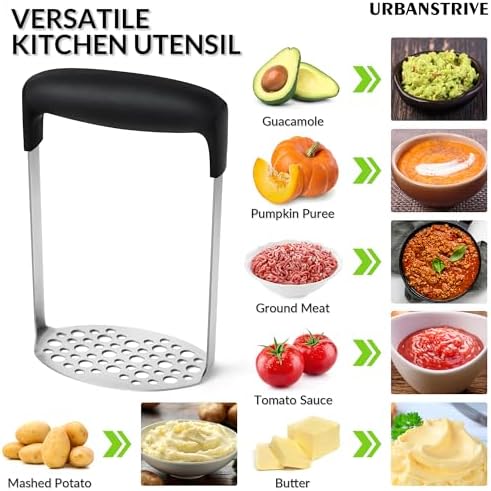 Potato Masher Stainless Steel Durable Non-break Handle Rust-proof