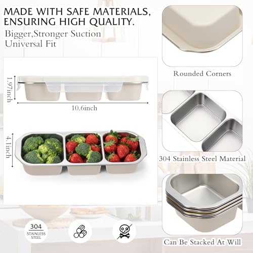 FoldTier 20oz Stainless Steel Snack Container Bento Box, Beige, 4 Pack