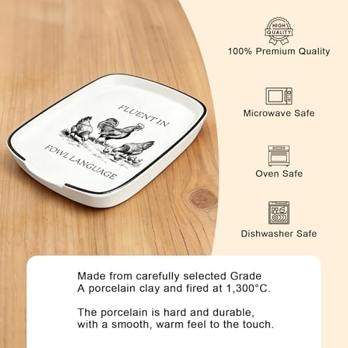 Funny Rooster Spoon Rest for Kitchen Counter - Ceramic Fowl Language