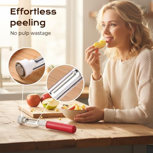 2 in 1 Apple Corer and Peeler Tool, 2026 Upgrade Stainless Steel Red
