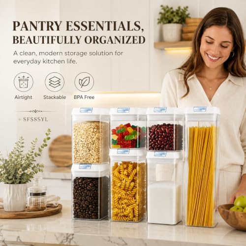 Clear Airtight Food Storage Containers, 7-Piece Set