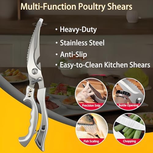 Heavy Duty Kitchen Scissors, Stainless Steel Poultry Shears with