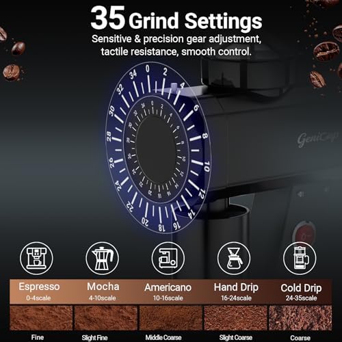 64mm Flat Burr Coffee Grinder, 35 Grind Settings