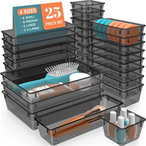25 PCS Plastic Drawer Organizer, Versatile Organizer Trays & storage