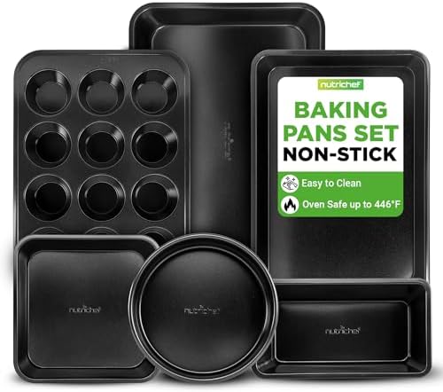 NutriChef Stackable Non-Stick Baking Pan Set – Carbon Steel Bakeware