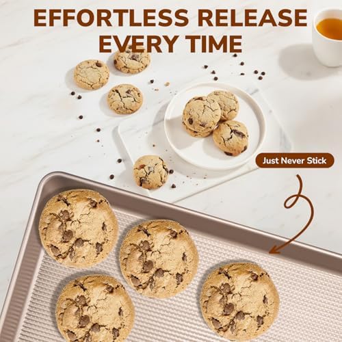 Sakerplus Nonstick Baking Sheet Pan Set of 3, Heavy Duty Cookie Sheets