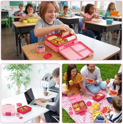 Kids Bento Lunch Box Set with 9.5oz Soup Thermo, Leak-Proof Lunch Food