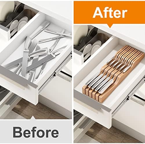 In-Drawer Bamboo Knife Block for 11 Knives, Natural