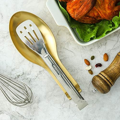 BETTWILLGold Spoon Rest for Kitchen Counter, Stainless Steel Spoon
