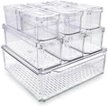 10-Pack Clear Fridge Organizer Bins with Lids