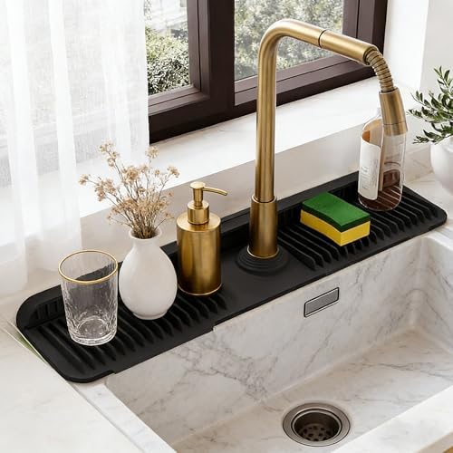Silicone Faucet Mat for Kitchen Sink Water Splash Guard Behind Faucet