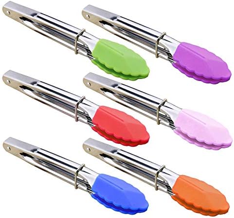 HINMAY Mini Serving Tongs, 7-Inch, Set of 6