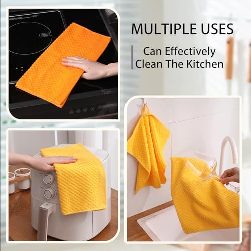 8 Pack 100% Cotton Kitchen Towels and Dishcloths Set, 16 x 25 Inches