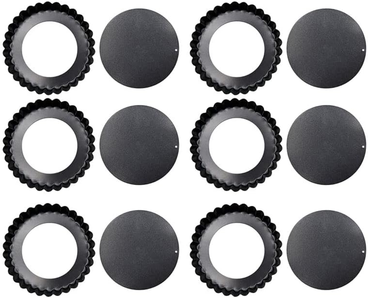 Jiawu Removable Bottom Tart Pan Non Stick Carbon Steel 6PCS Set for