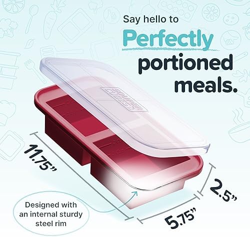 Souper Cubes 2 Cup Freezer Tray with Lid, Cranberry, 1-Pack