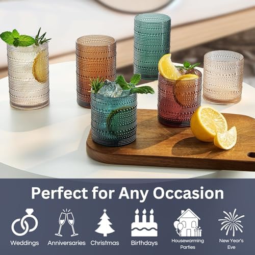 Khen Plastic Hobnail Drinking Glasses Set of 12 Neutral Tones Cups 6x