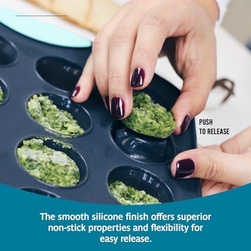 Trudeau 24-Cup Silicone Muffin Pan – Hybrid Non-Stick Bakeware with