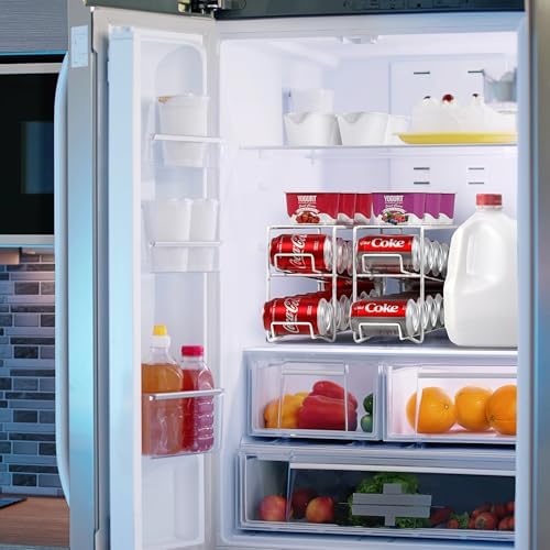Sorbus Soda Can Dispenser Rack for Fridge, Holds 12 Cans (2 Pack, White)