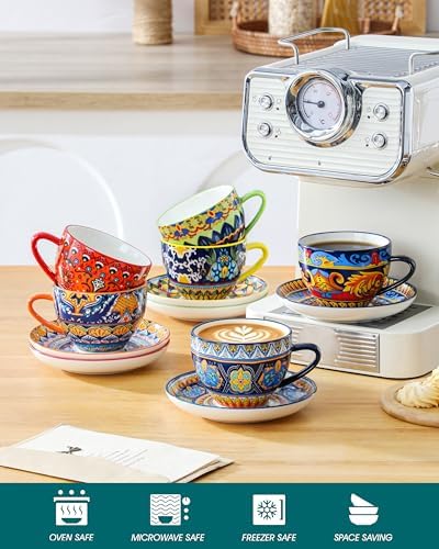 vancasso 8oz Bohemian Porcelain Cappuccino Cups, 6-Piece Set
