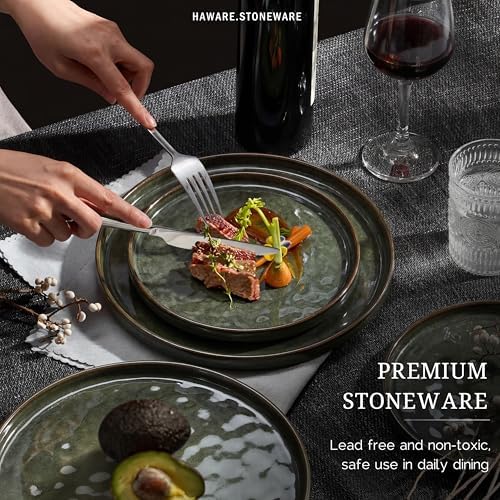 HaWare 24-Piece Dinnerware Set for 8, Reactive Moss Green