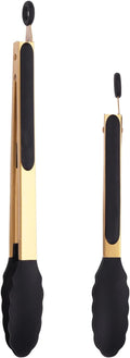 Stainless Steel Classic Kitchen Serving Food Party Gold Tongs 9" and 12" by Mafier