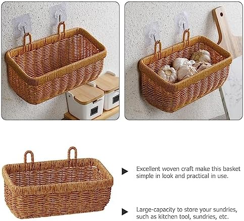 BESTonZON Hanging Woven Storage Basket Vegetable Fruit Keeper Veggies