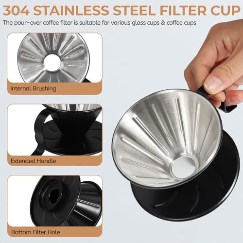Pour Over Coffee Maker 350ml Milk Frothing Pitcher Stainless Steel