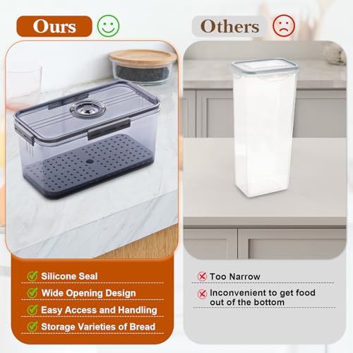 ANYPROLUS Airtight Bread Box with Lid, Grey