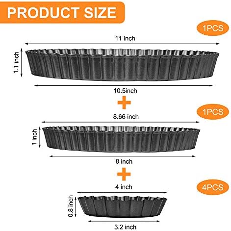 TORASO 11Inch, 9 Inch and 4 Inch Tart Pan with Removable Bottom, 2 Pcs