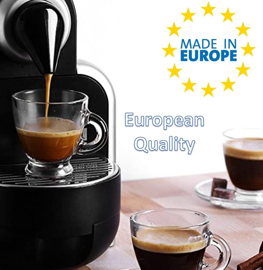 BOHEM'S Espresso Cups, 3.2 oz Small Demitasse Clear Glass Espresso
