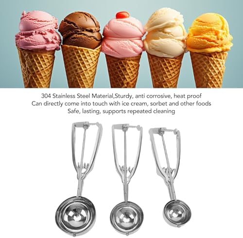 Cookie Scoop Set, 3PCS Ice Cream Scoop Stainless Steel Cookie Scooper