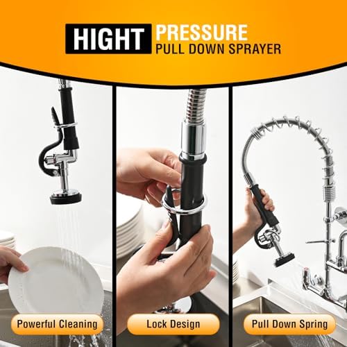 GIMILI Commercial 8 Inch Center Wall-Mount Sink Faucet