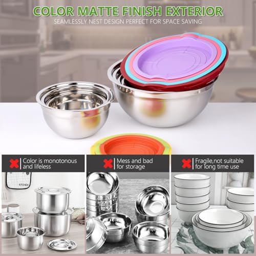 Leidawn 25-Piece Colorful Mixing Bowls with Lids Set