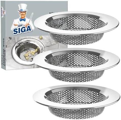 MR.SIGA Stainless Steel Kitchen Sink Strainer, 3 Pack