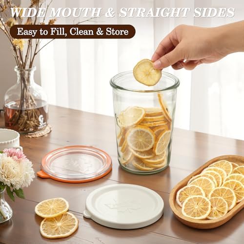 Sourdough Starter Jars 27 oz 4 Pack, Canning Jars with Glass & Plastic