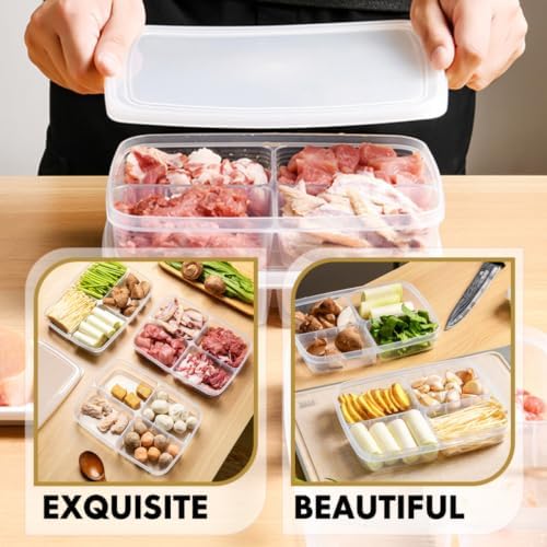 2pcs Fridge Compartment Box, PP Divided Storage Container with Lid
