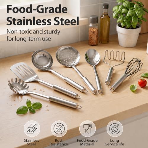 Leonyo 32 Pcs Stainless Steel Kitchen Utensil Set with Holder