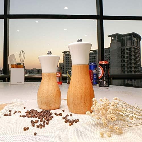 Tessie & Jessie Salt Grinder White Wooden Pepper Grinder Sea Salt And Pepper - Image 5