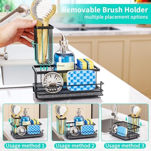 HapiRm Sink Caddy Sponge Holder - Kitchen Sink Organizer with Instant