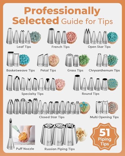 Kootek 253 Aluminum Cake Decorating Kit, Baking Tools for Beginners &