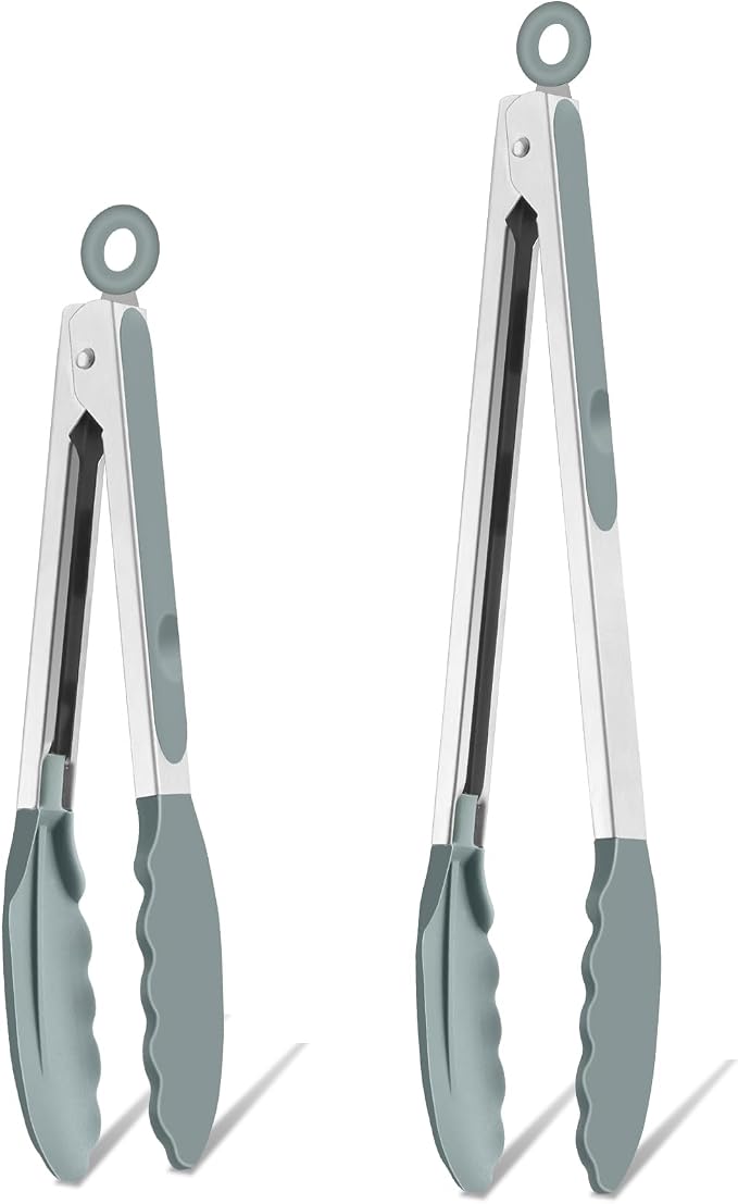 TeamFar Kitchen Tongs, Heat Resistant Silicone Tongs, Locking Design & by TeamFar