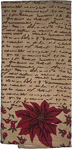 Set of 10, Red Poinsettia Flower Design Christmas Tapestry Kitchen